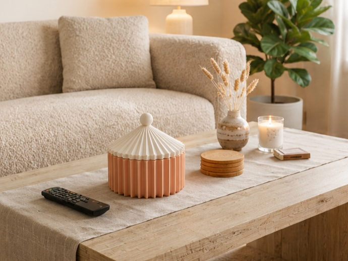 Japandi Pleated Storage Box with Lid