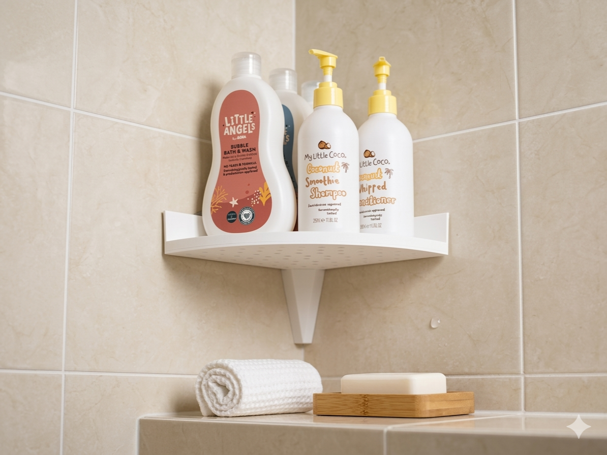 Fully Parametric No-Drill Corner Shower Shelf