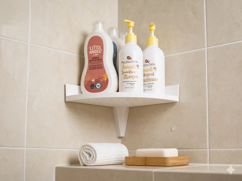 Fully Parametric No-Drill Corner Shower Shelf