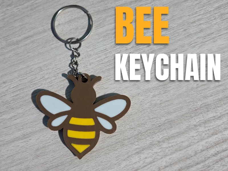 Compact Multicolor Bee Keychain | Quick Print
