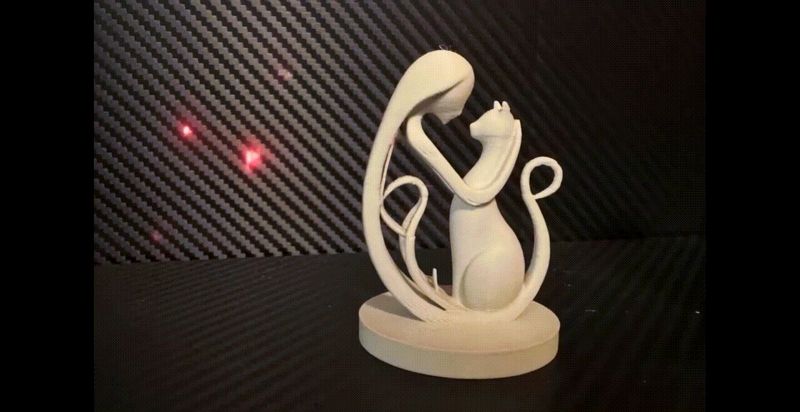 Woman and Cat minimalistic sculpture