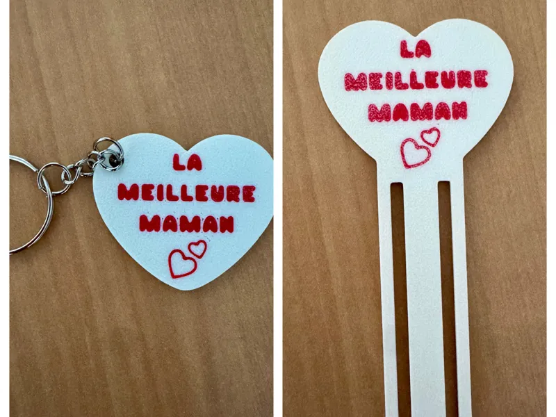 Coeur fête des mères, porte clé / marque page 