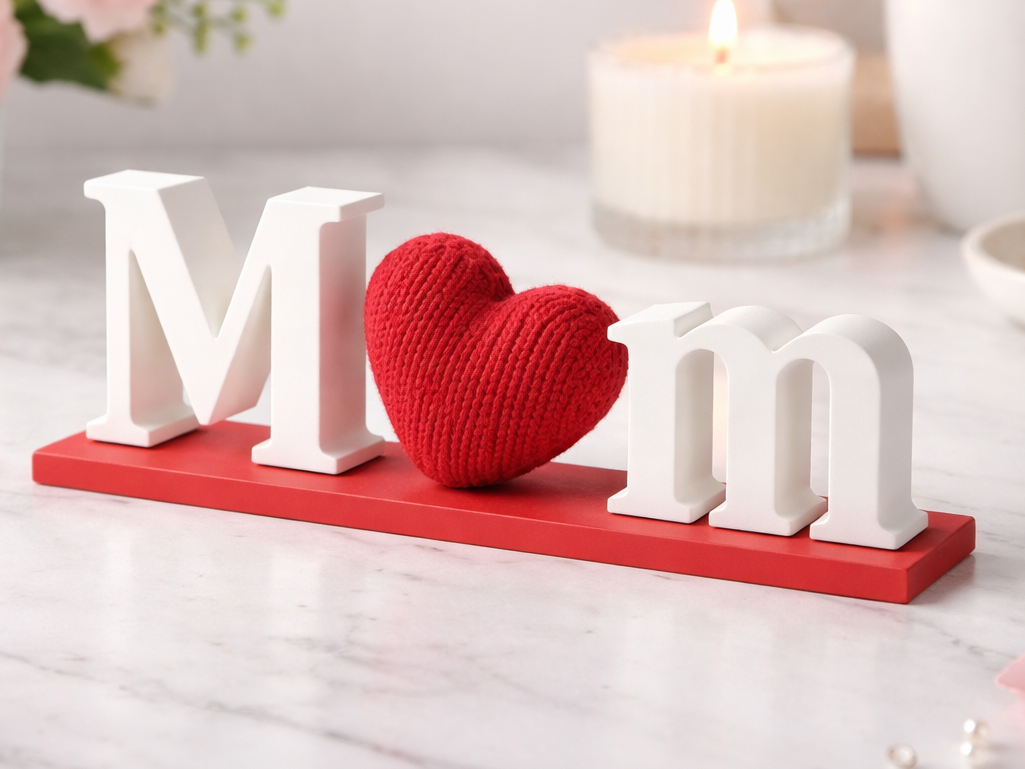 Minimalist Mother's Day Art with Textured Heart