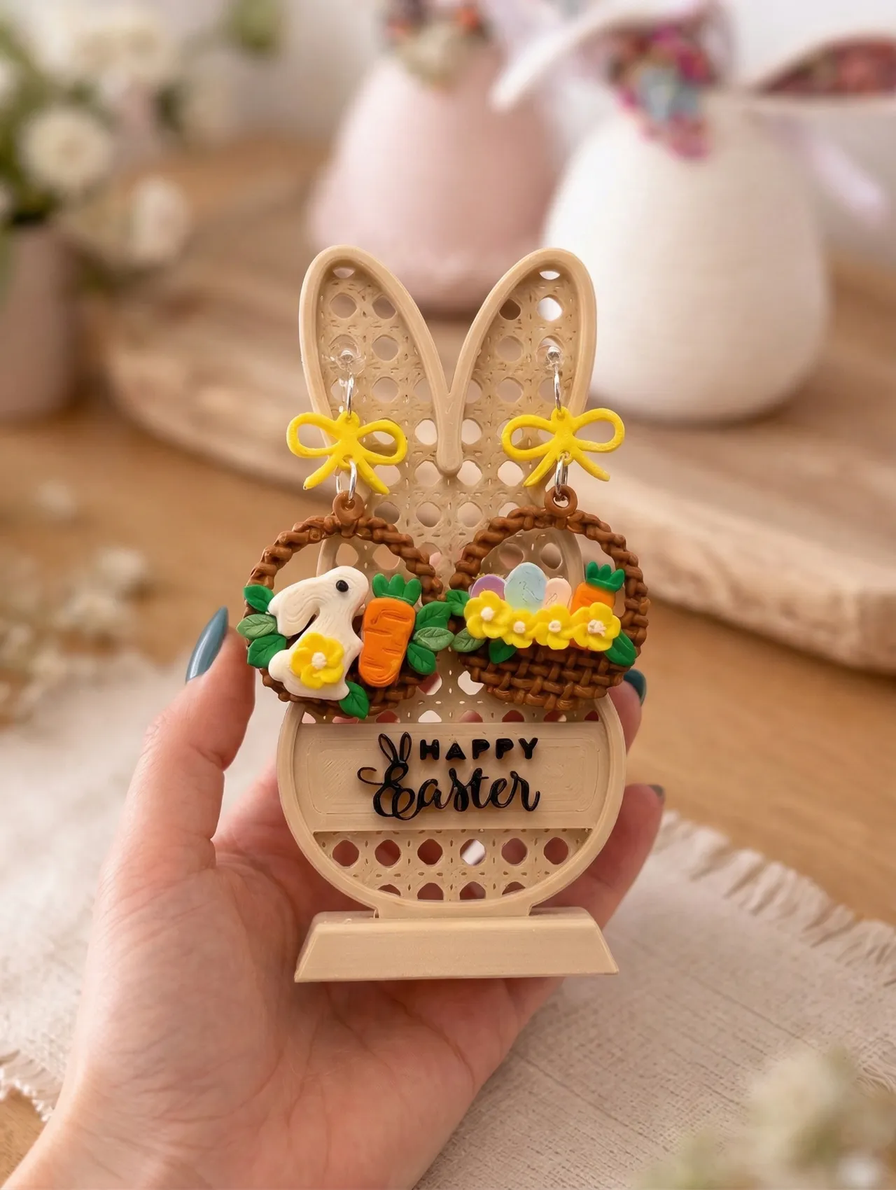 Easter Blossom Basket earring view 2
