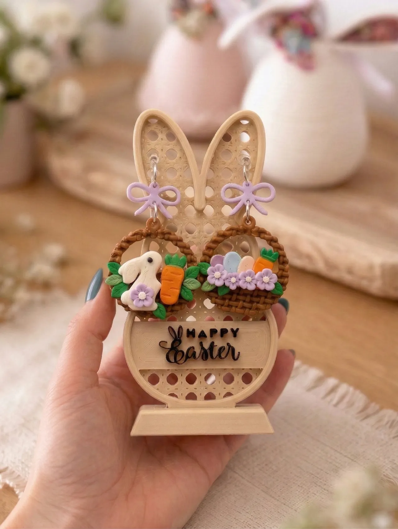 Easter Blossom Basket earring view 3