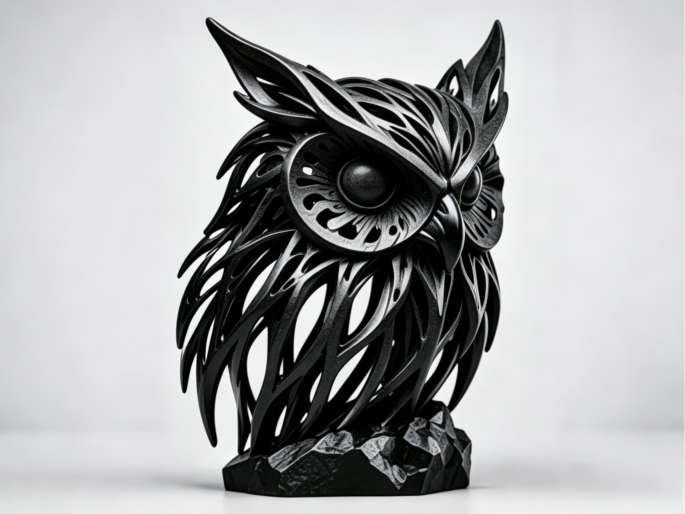 FlowWeave Eagle Owl Bust | Modern Sculpture - 1