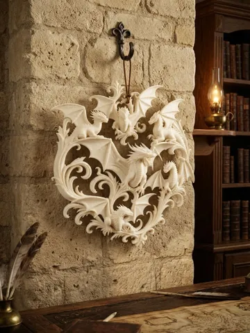 Adorno temático: Dragon Wall Crest | Gothic Fantasy Dragon Wall Art — vista de referencia 2