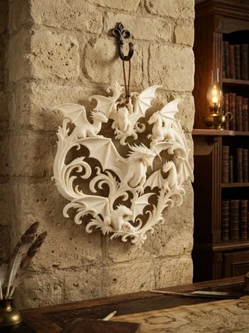 Adorno temático: Dragon Wall Crest | Gothic Fantasy Dragon Wall Art — vista de referencia 4