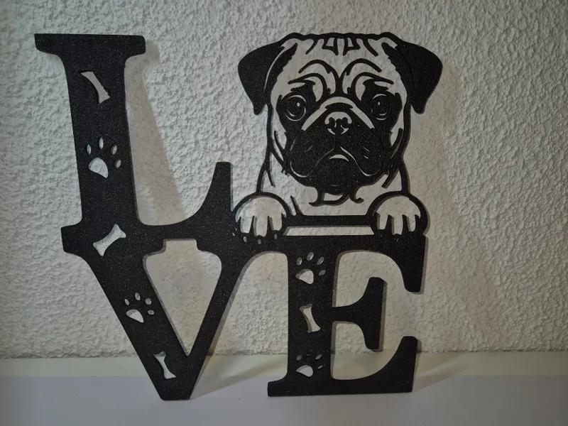 Wanddeko Mops Hund Silhouette 