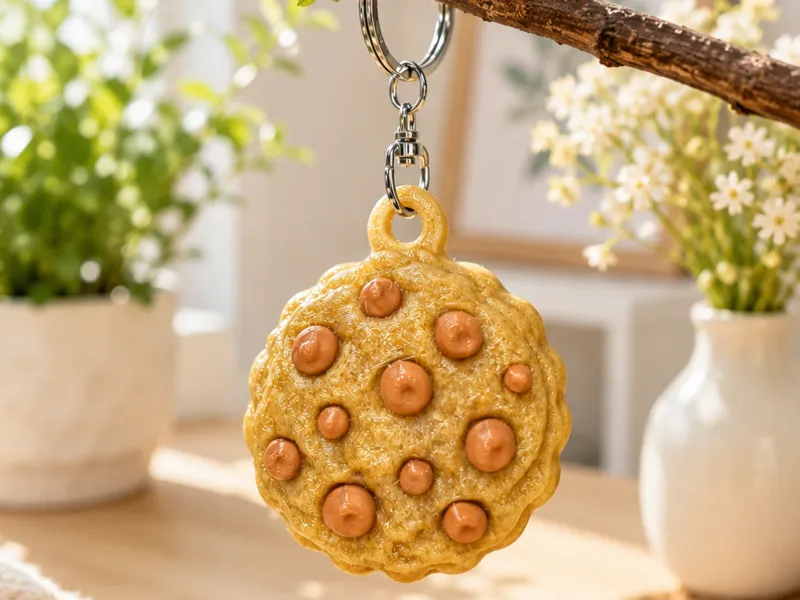 Cute Chocolate Chip Cookie Keychain