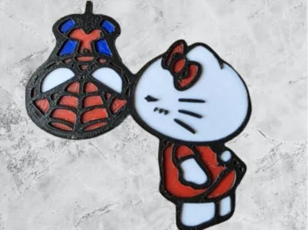 Hello Kitty with Spiderman - Free 3D Print Model - MakerWorld