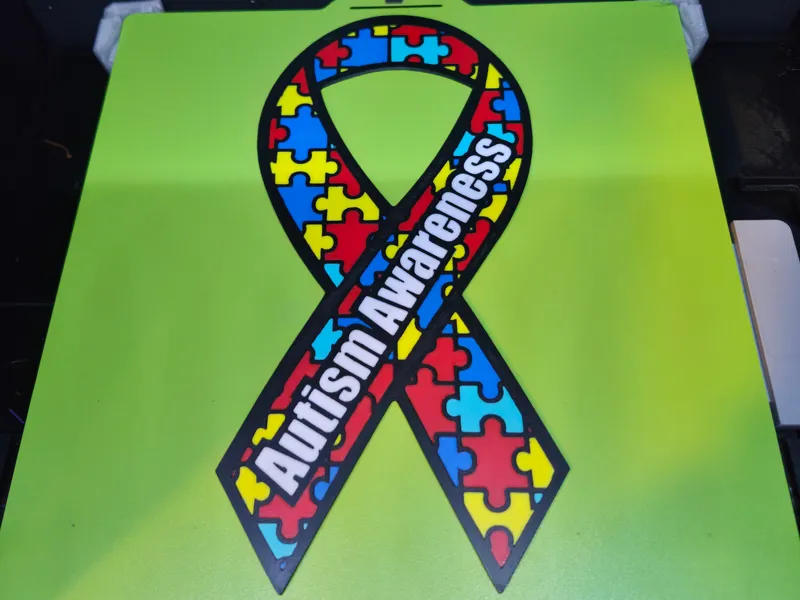 autism awareness ribbon wall art