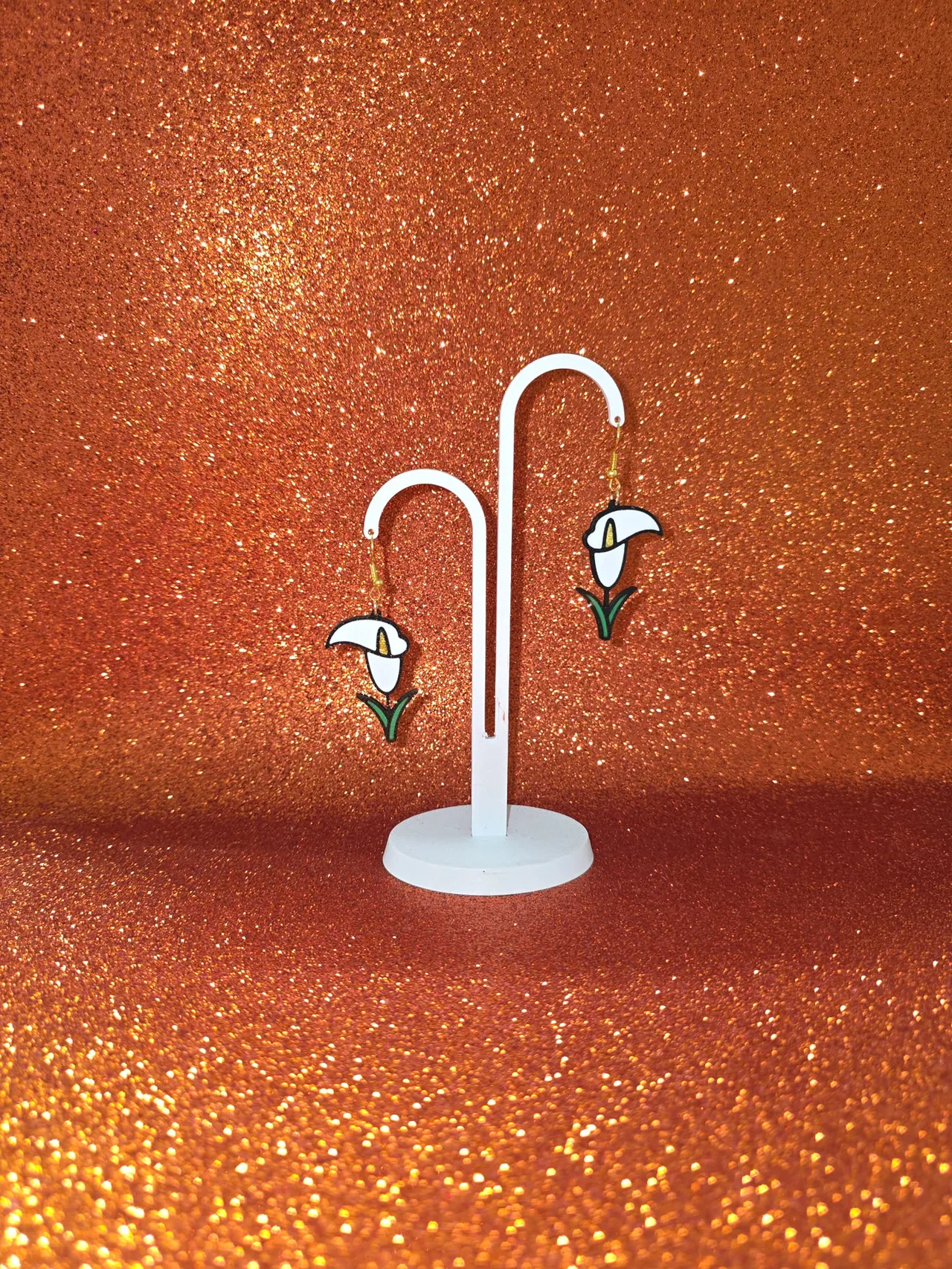 Calla lily earrings view 3
