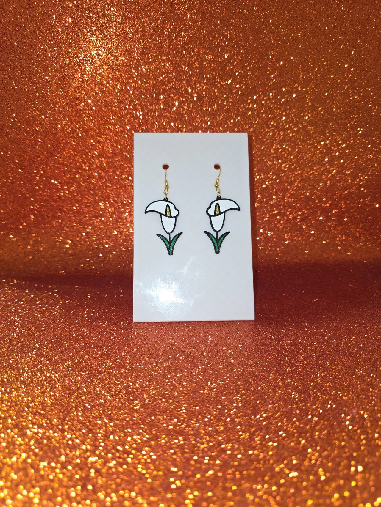 Calla lily earrings view 2