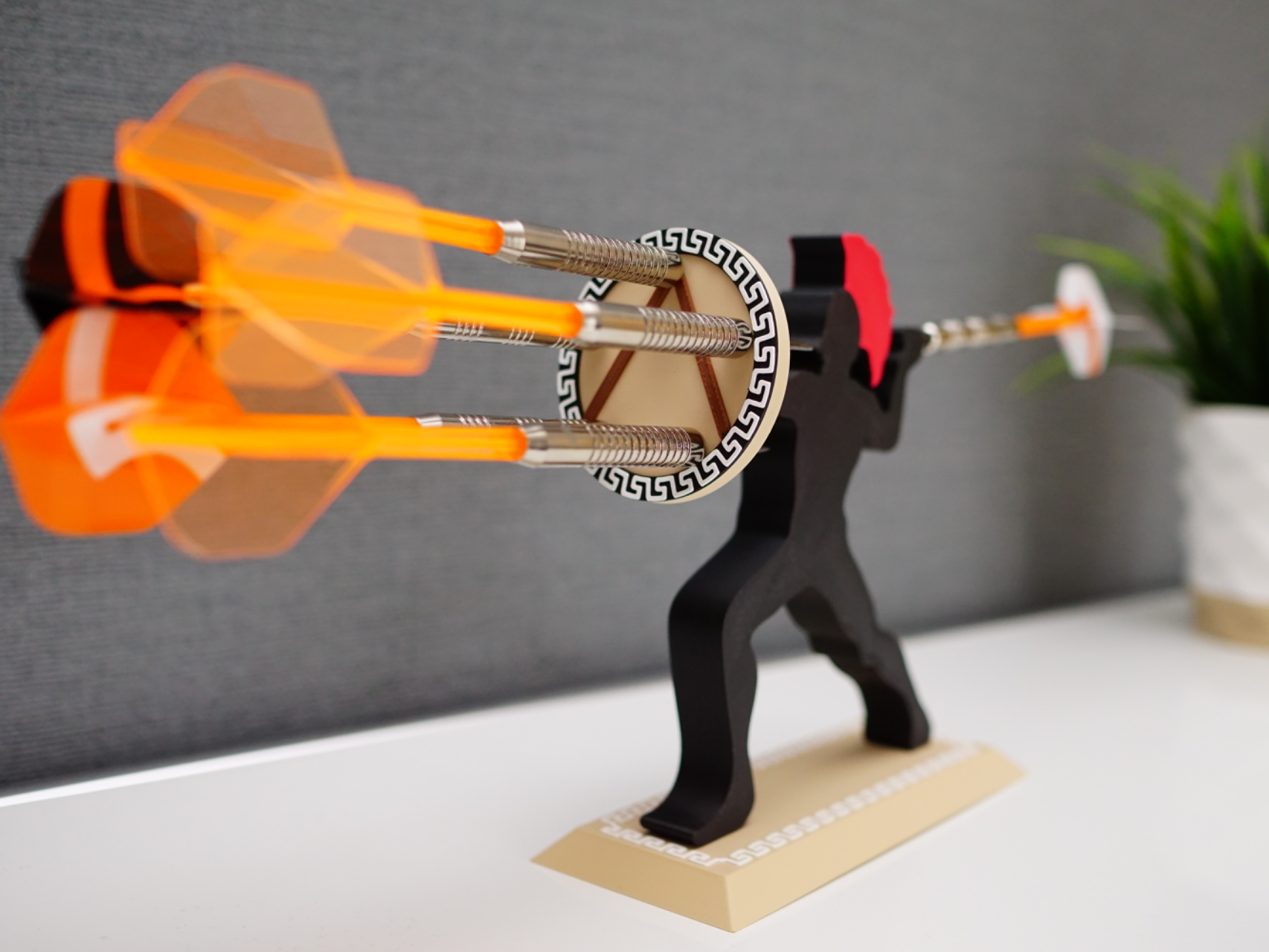 Dart holder Spartan warrior shield