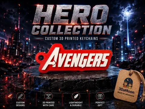 Llavero: Avengers Style Customizable NameTag Keychain — referencia de MakerWorld