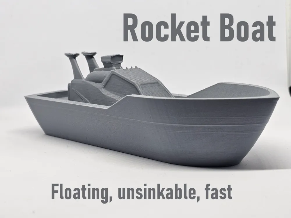 Rocket Boat (floating, unsinkable, fast) - Free 3D Print Model - MakerWorld