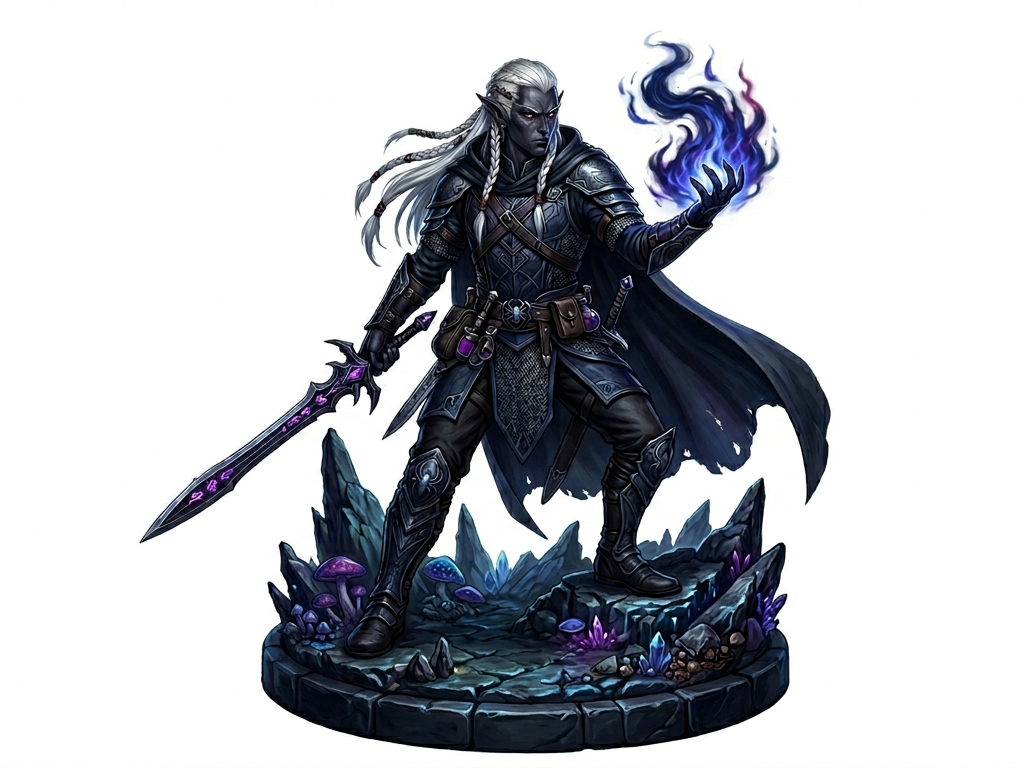 Vener - Male Drow Fighter/Wizard/Rogue