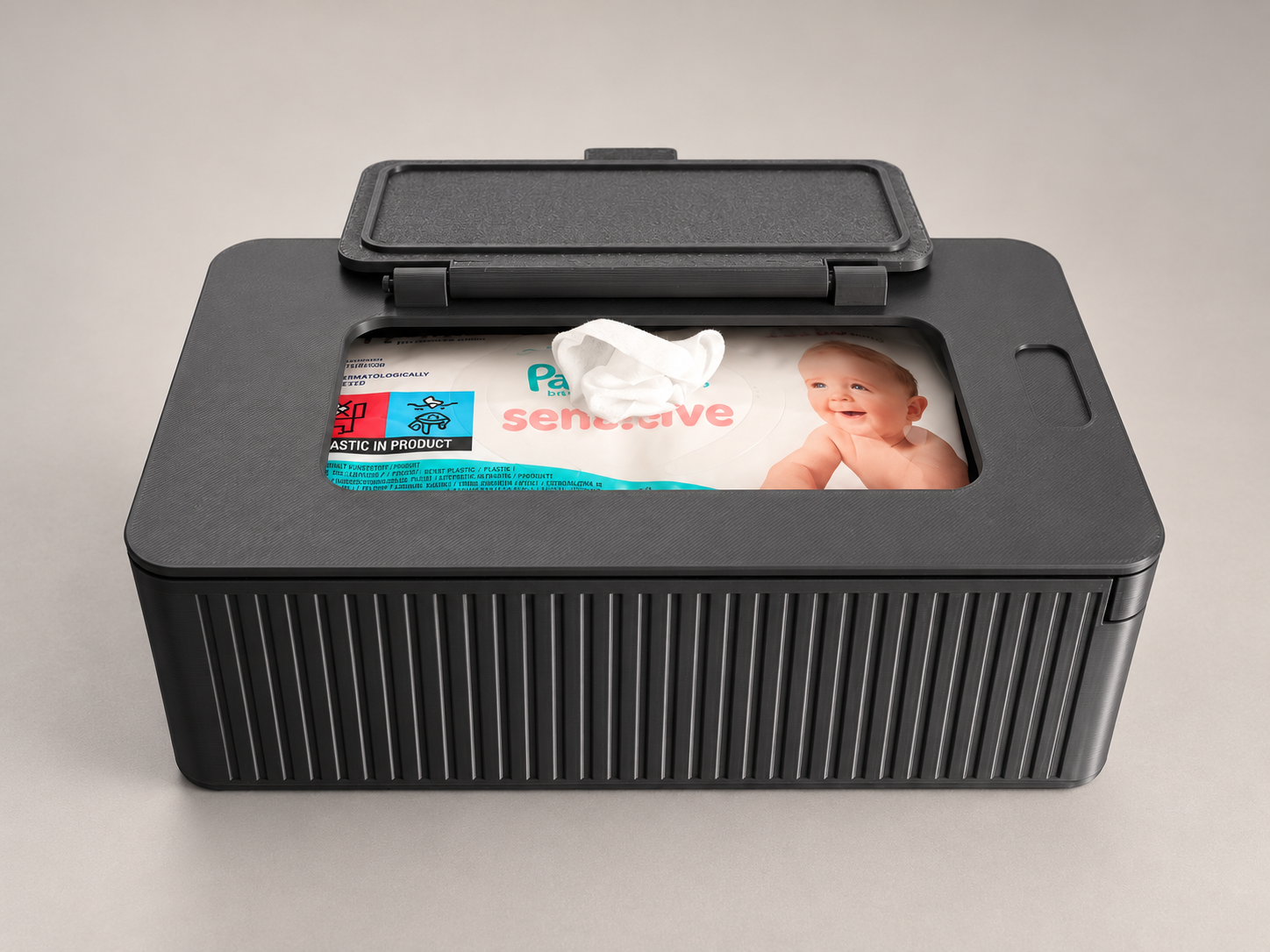 Feuchttücherbox im Lamellendesign Schiebedeckel - 1