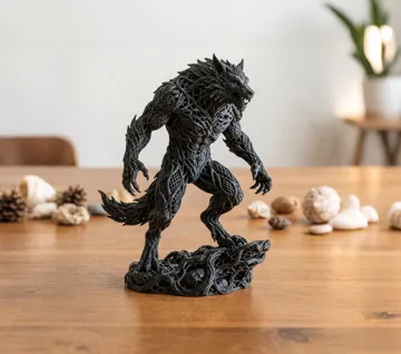 Figura decorativa: Werewolf | Dark Fantasy Monster Sculpture — vista de referencia 3