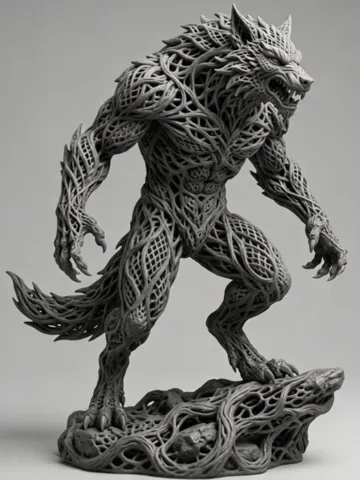 Figura decorativa: Werewolf | Dark Fantasy Monster Sculpture — vista de referencia 2