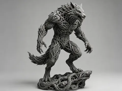 Figura decorativa: Werewolf | Dark Fantasy Monster Sculpture — referencia de MakerWorld