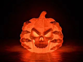 Skull Pumpkin LED Tealight Holder