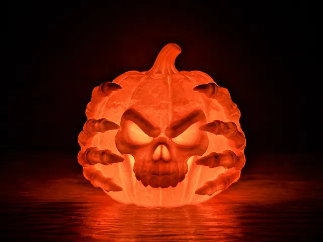 Skull Pumpkin LED Tealight Holder