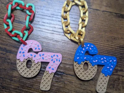 6 7 Ice Cream Drip Keychain and Chain Necklace