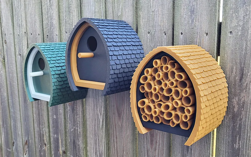 Shingled Birdhouse and Ladybug House view 3