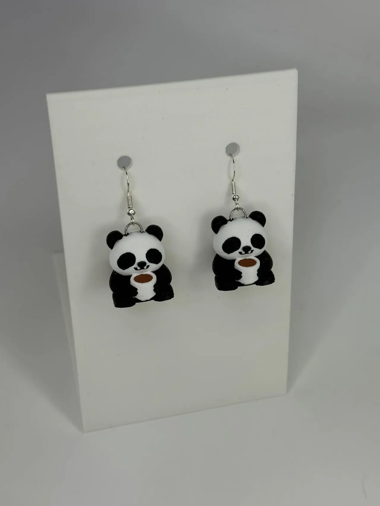 Sleepy Panda with Coffee Earrings view 2