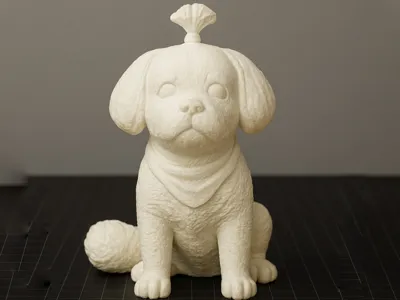 Bichon dog realistic statue + keychain version