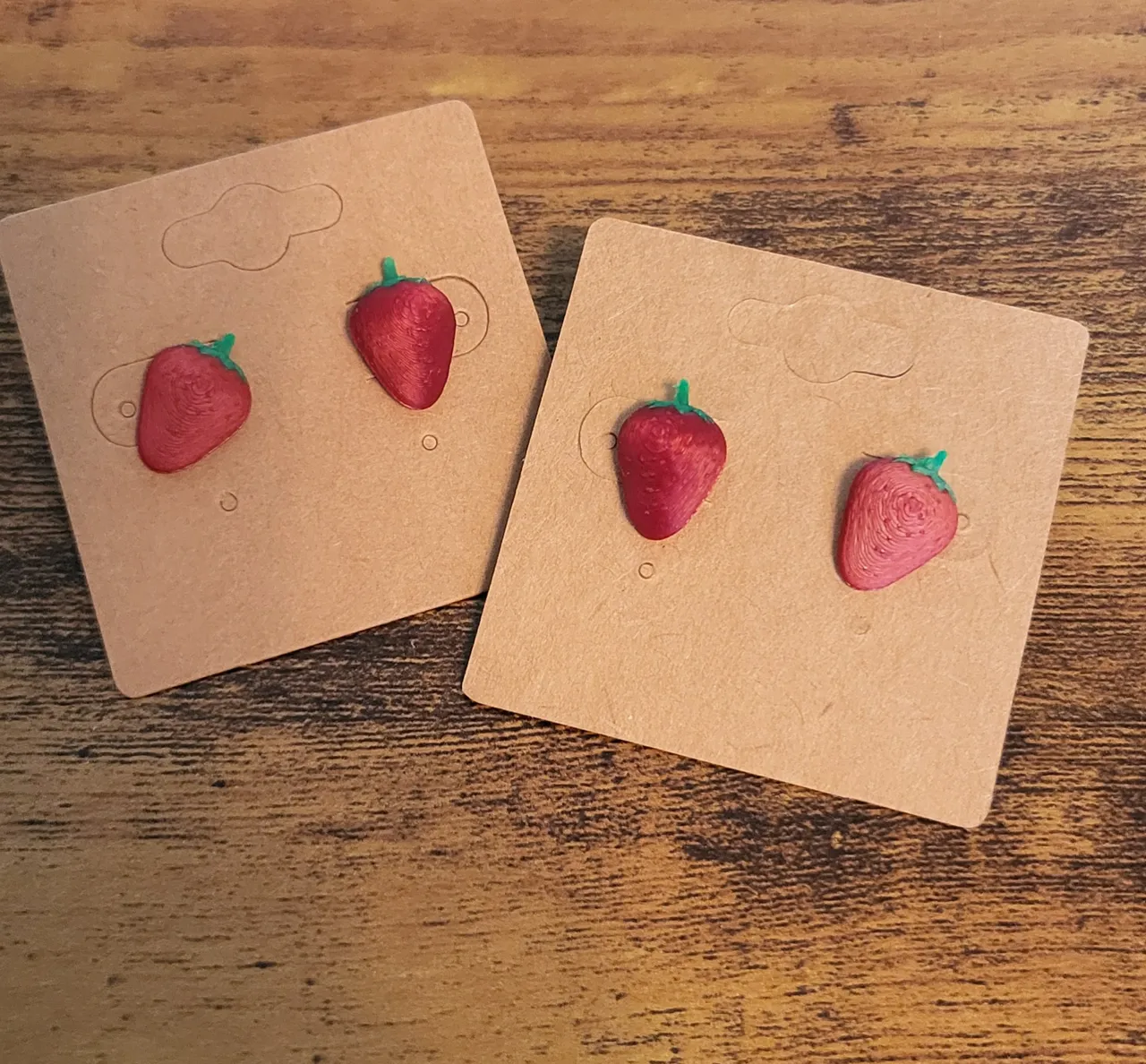 Strawberry stud earrings view 2