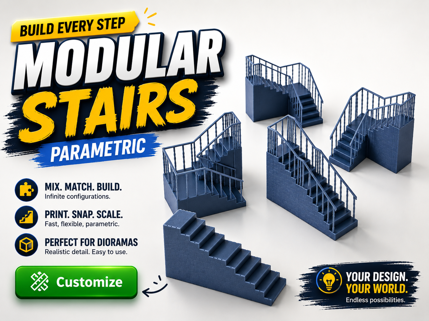 Escalera Modular Paramétrica para Dioramas