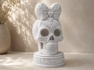 Calavera Heart Bow, Totenschädel mit Herzschleife