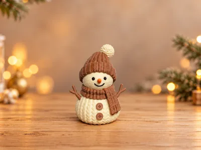 Muñeco de nieve con textura tejida