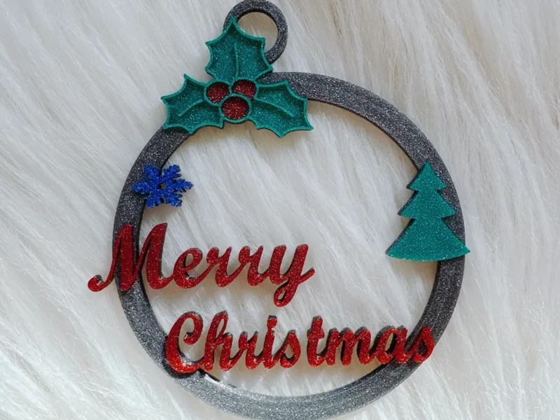 Adorno navideño circular "Merry christmas" 