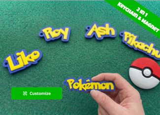 Pokemon customizable name keychain/magnet