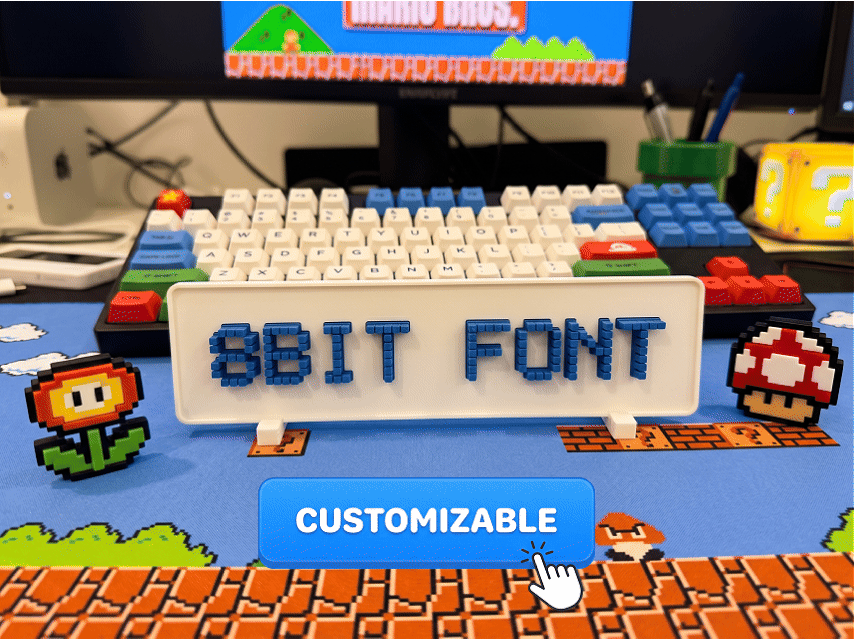 Customizable 8-Bit Pixelated Font Nameplate