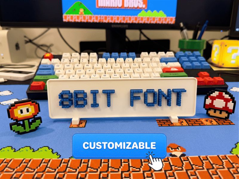 Customizable 8-Bit Pixelated Font Nameplate