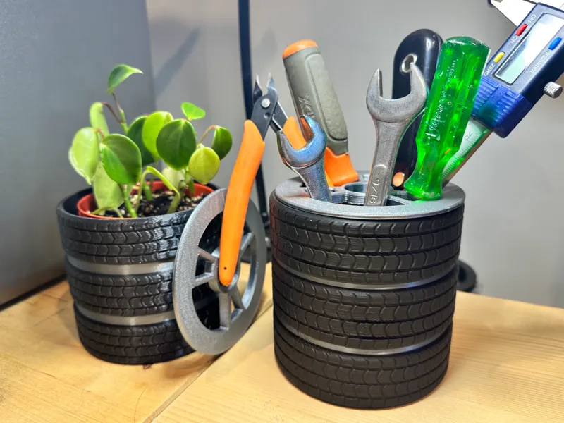 Tire Tool Pencil Holder or Plant Pot with Mag