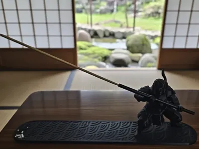 Samurai warrior posing - incense stick holder
