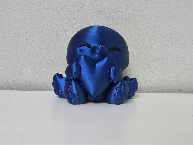 Cute Silk Blue Valentine Octopus holding Heart