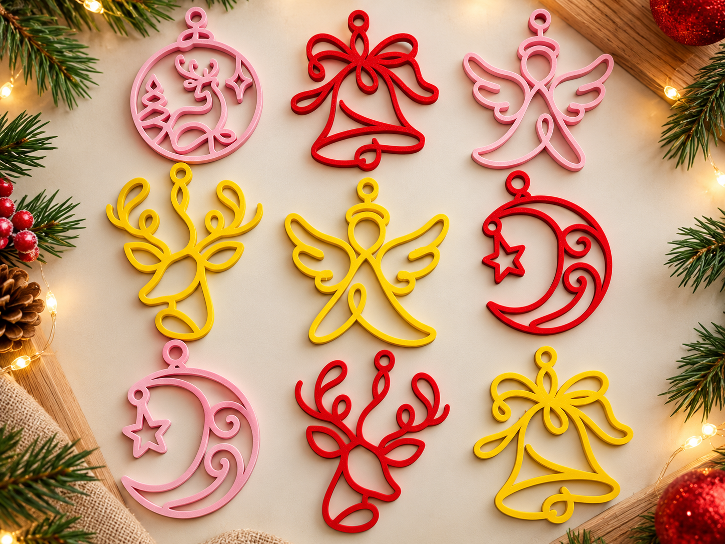 Christmas Line Art Ornaments - 1