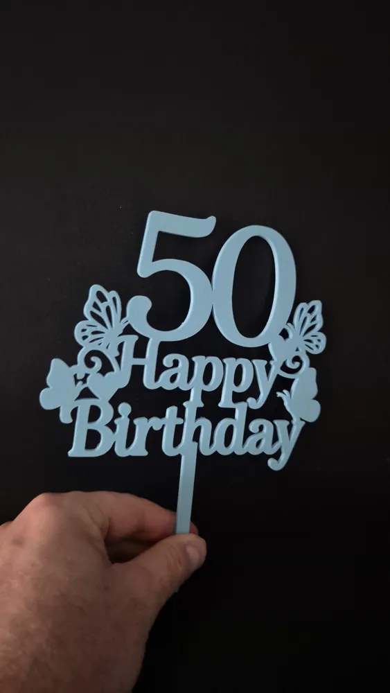 topper cake 50 happy birthday - Free 3D Print Model - MakerWorld