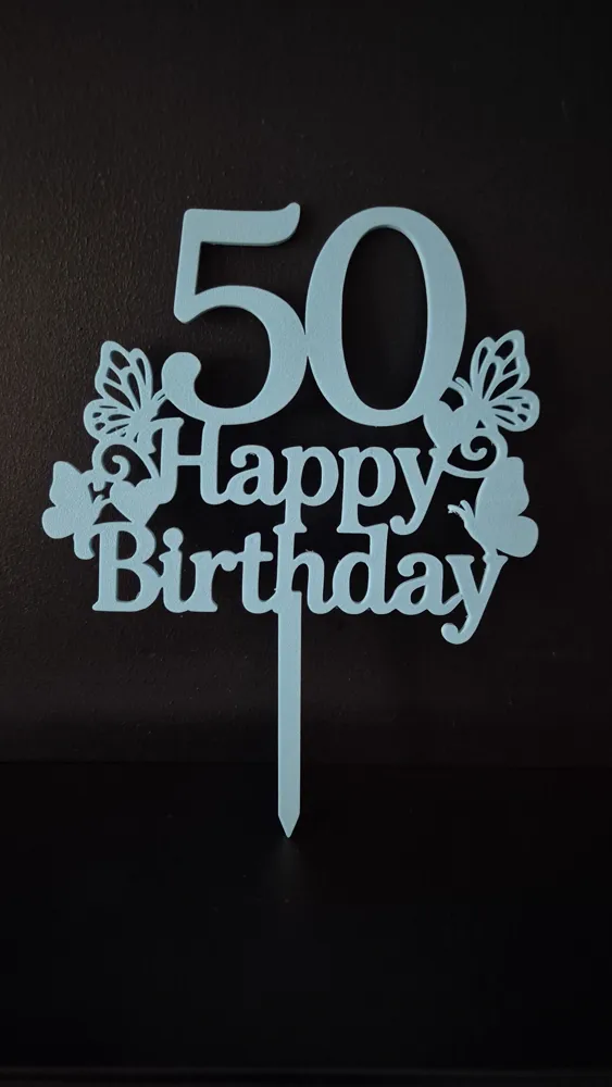 topper cake 50 happy birthday - Free 3D Print Model - MakerWorld
