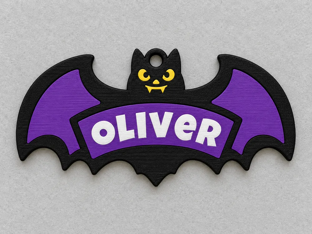 Bat Name Tag - Customizable - Free 3D Print Model - MakerWorld