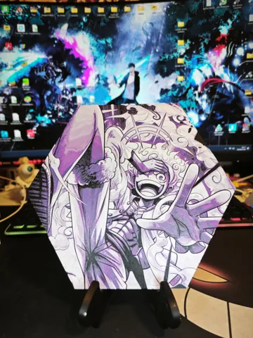 Cuadro decorativo en 3D: Hueforge Luffy Gear5 (OnePiece) modo panal — vista de referencia 2
