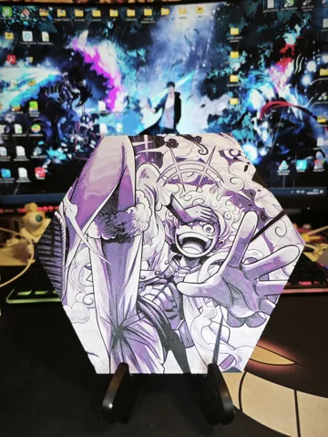 Cuadro decorativo en 3D: Hueforge Luffy Gear5 (OnePiece) modo panal — vista de referencia 3