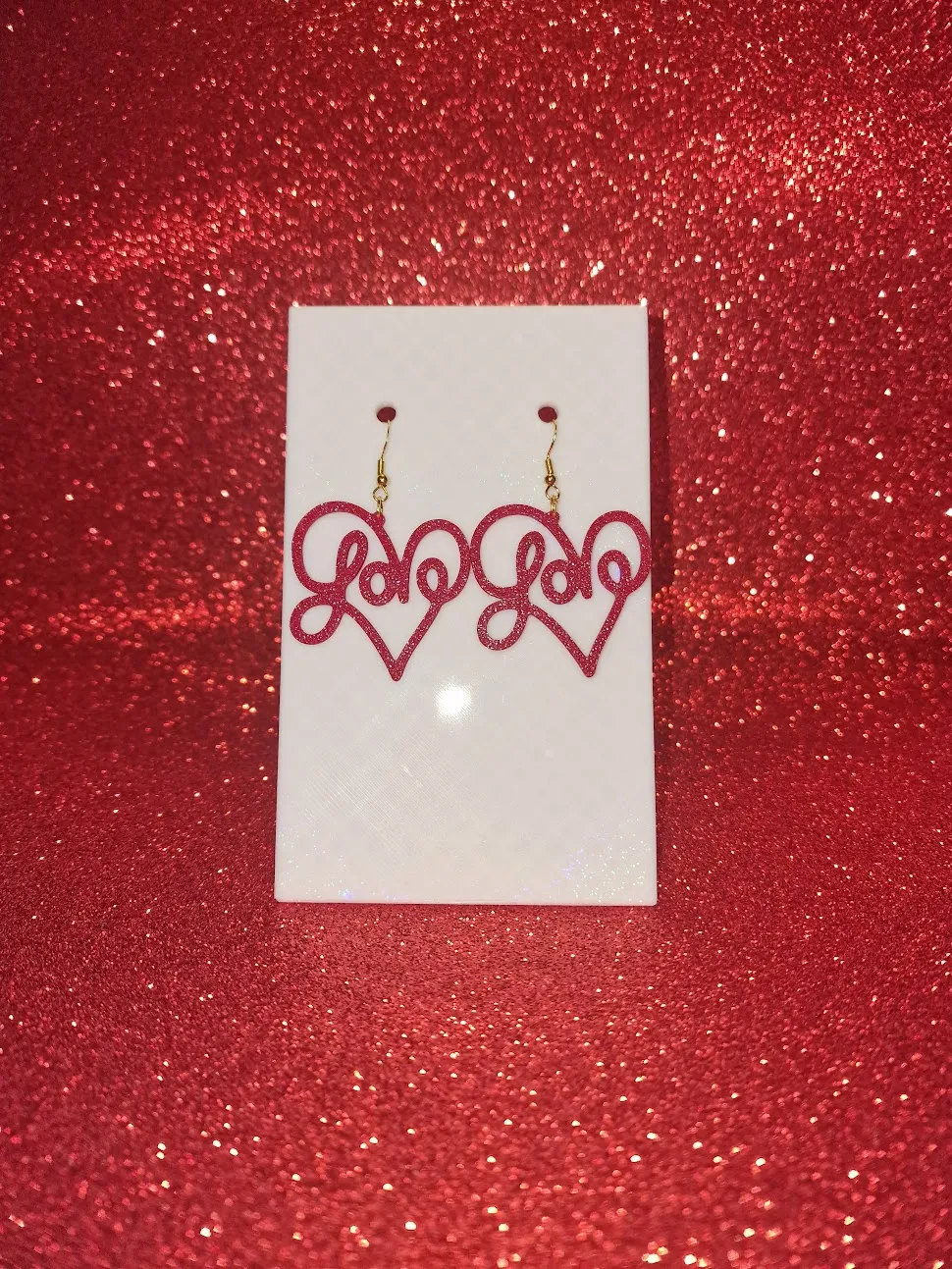 Love on heart earrings view 2